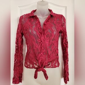 Charlotte Russe Floral Mesh Button-Up Top!